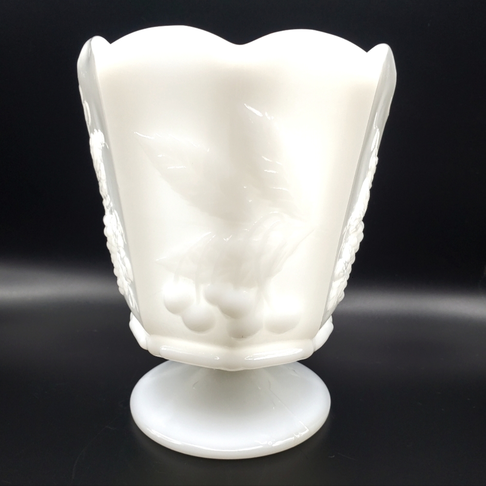 NAPCO Cleveland Paneled 1186 Milk Glass Vase White 60s Cottagecore Candle Holder